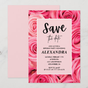 Elegante 67e verjaardag Bloemrijke Roos Save the Kaart