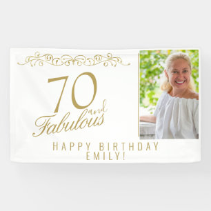 Elegante 70 en Fabulous Ornament Verjaardagsfoto Spandoek