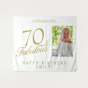 Elegante 70 en Fabulous Verjaardag Foto Achtergron Wandkleed