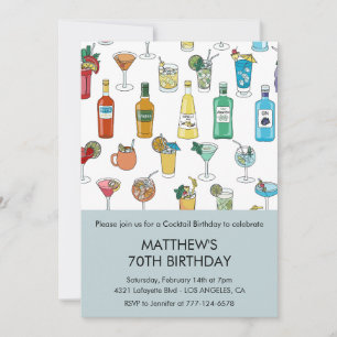 Elégante 70e anniversaire invitations Cocktail Mod