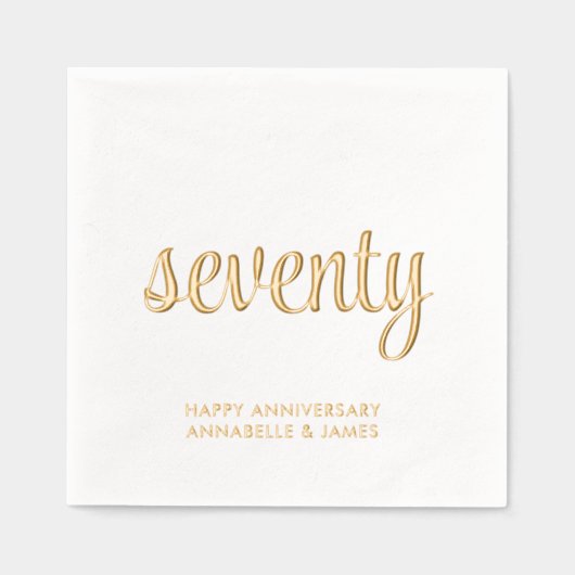 Elegante 70e bruiloft Jubileum Gold Foil servetten (Voorkant)