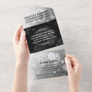 Elegante 70e platina huwelijksjubileum all in one uitnodiging