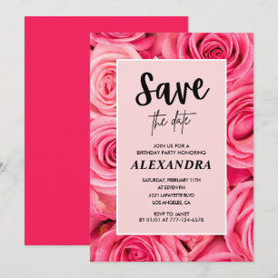 Elegante 70e verjaardag Bloemrijke Roos Save the Kaart