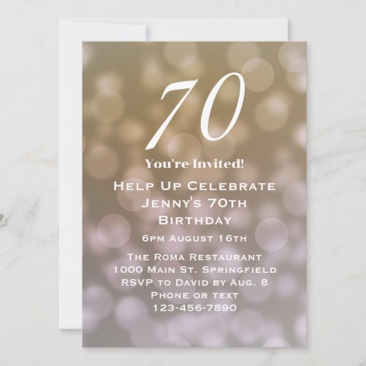 Elegante 70e verjaardag uitnodiging voor haar (Voorkant)