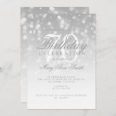 Elegante 70e verjaardag Zilveren Bokeh Sparkle Lig Kaart (Voorkant / Achterkant)