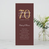 Elegante 70ste Programma Goud Bourgondi Menu+Dank (Staand voorkant)
