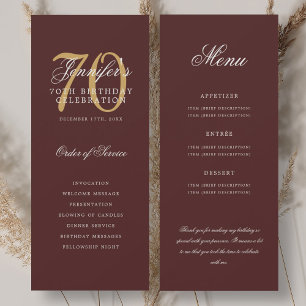 Elegante 70ste Programma Goud Bourgondi Menu+Dank 