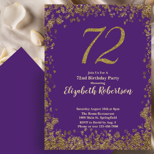 Elegante 72ste paarse verjaardagsuitnodiging goud kaart