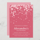 Elégante 73e anniversaire invitations Pink Floral (Devant / Derrière)