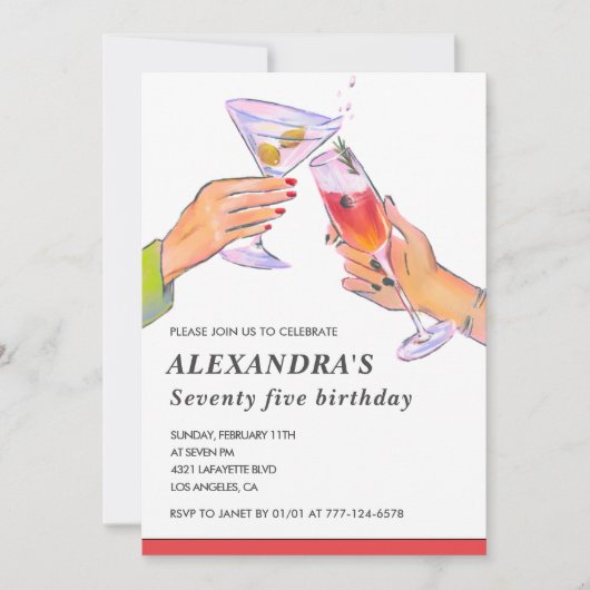 Elégante 75e anniversaire invitations Cocktail Par (Devant)