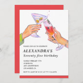 Elégante 75e anniversaire invitations Cocktail Par (Devant / Derrière)