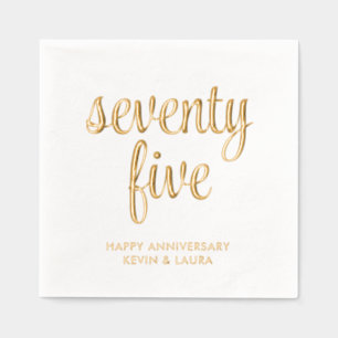 Elegante 75e bruiloft Jubileum Gold Foil servetten