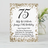 Elegante 75e verjaardag uitnodiging in zwart en go (Staand voorkant)