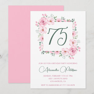 Elegante 75e verjaardag uitnodigingen Floral Pink