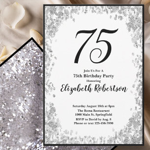 Elegante 75e verjaardagsuitnodiging voor haar in z kaart