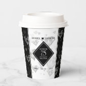 Elegante 75th Diamond Bruiloft Jubileum Papier Cup Papieren Bekers (Achterkant)