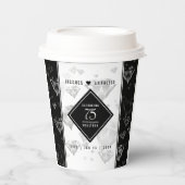 Elegante 75th Diamond Bruiloft Jubileum Papier Cup Papieren Bekers (Voorkant)