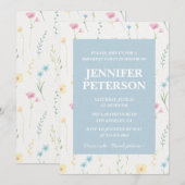 Elegante 77e verjaardag uitnodigingen Floral Boho  (Voorkant / Achterkant)