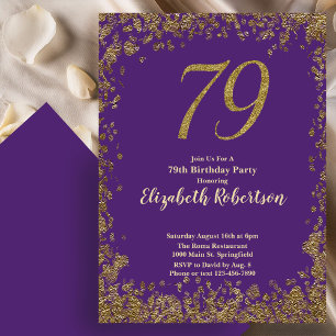 Elegante 79e Paarse Gouden Verjaardag Kaart