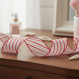 Elegante 7,62 cm rode en gouden gestreepte snoepri grosgrain lint