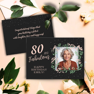 Elegante 80 en Fabulous Flower 80ste verjaardagsfo Kaart