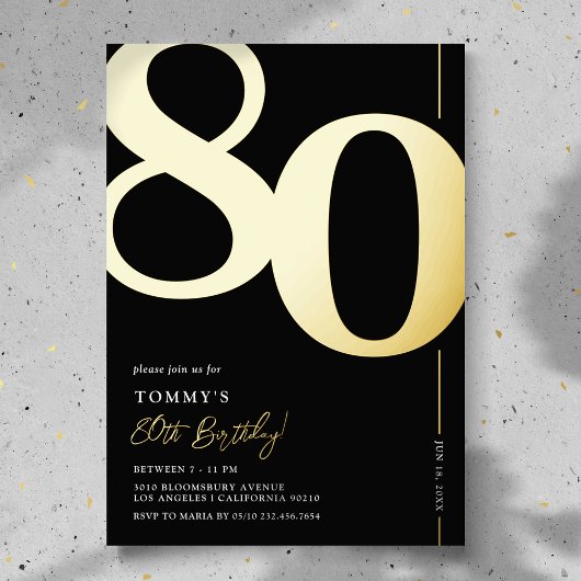 Elégante 80e anniversaire Foil Invitation