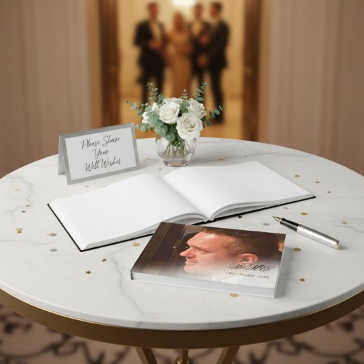 Elegante 80e verjaardag foto & Monogram gastenboek