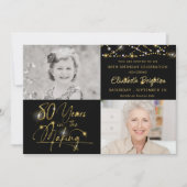 Elegante 80e verjaardag Gold Lights Script 2 Foto' Kaart (Voorkant)