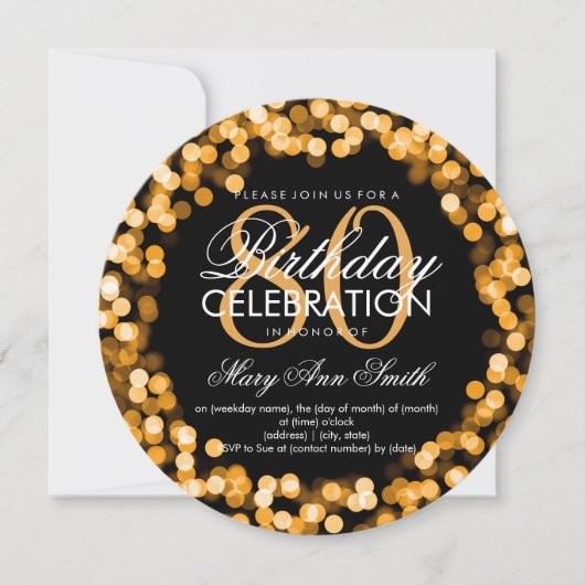 Elegante 80e verjaardag Sparkling Lights Gold Kaart (Voorkant)