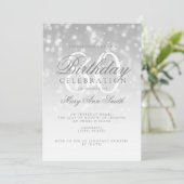 Elegante 80e verjaardag Zilveren Bokeh Sparkle Lig Kaart (Staand voorkant)