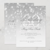 Elegante 80e verjaardag Zilveren Bokeh Sparkle Lig Kaart (Voorkant / Achterkant)