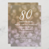 Elégante 80ème anniversaire Invitation pour elle (Devant / Derrière)