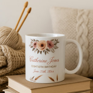 Elegante 80ste verjaardag Mok voor oma – Boho Chic
