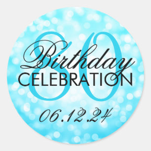 Elegante 80ste verjaardag Turquoise Glitter Lights Ronde Sticker