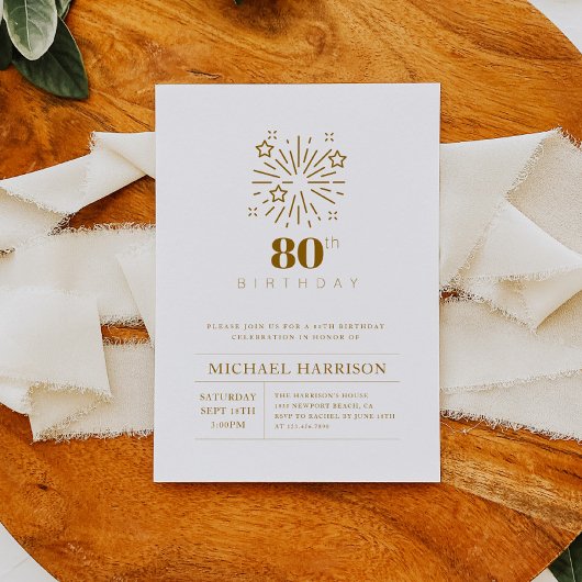 Elegante 80ste verjaardag uitnodiging elke leeftij