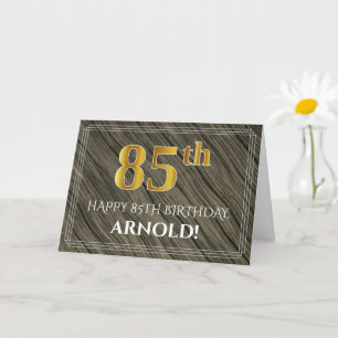 Elegante 85e verjaardag: Faux hout, Faux Gold look Kaart