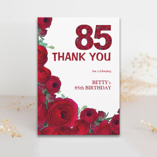 Elegante 85e verjaardag Rode bloem nummer 85 Jaar Bedankkaart