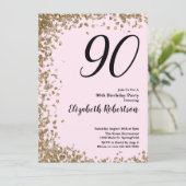 Élégante 90e Invitation Anniversaire Séquins d'or (Debout devant)