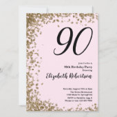 Élégante 90e Invitation Anniversaire Séquins d'or (Devant)