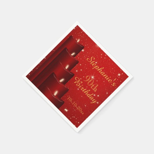 Elegante 90e verjaardag kaarsen met sprankeling servetten (Hoek)