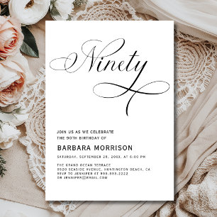 Elegante 90ste script minimalistische verjaardag kaart