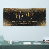 Elegante 90ste verjaardag Gouden Glitter Sparkle N Spandoek (Beurs)