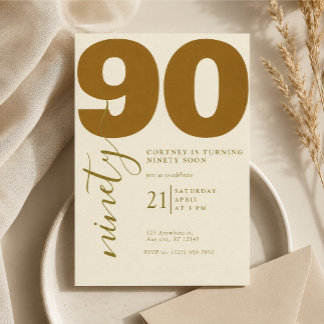 Elegante 90ste verjaardagsuitnodiging gedrukt kaart