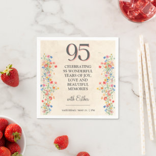 Elegante 95e verjaardagsdecoratie - bloemige wilde servet