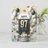 Elégante 97e carte d'anniversaire - Personnalisé H (Debout devant)