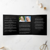 Elegante 9-foto begrafenis / gedenkteken drieluik programma (Binnen)