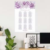 Elegante 9 Tafel Roze Bloemen Trouwstoel Grafiek Poster (Thuiskantoor)