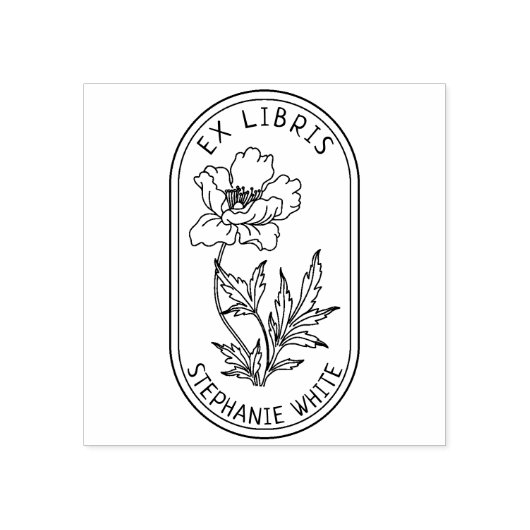 Elegante aangepaste bloem Ex Libris Rubberstempel (Afrduk)