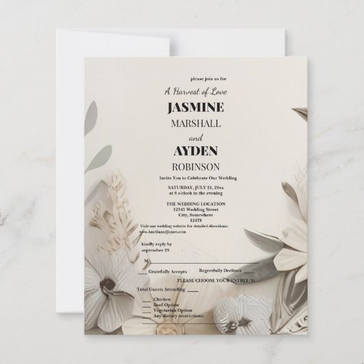 Elegante Aangepaste Bruiloft Uitnodigingen (Voorkant)