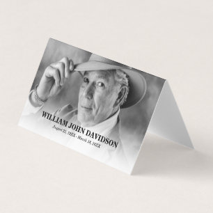 Elegante aangepaste foto begrafenisherdenking visitekaartjes